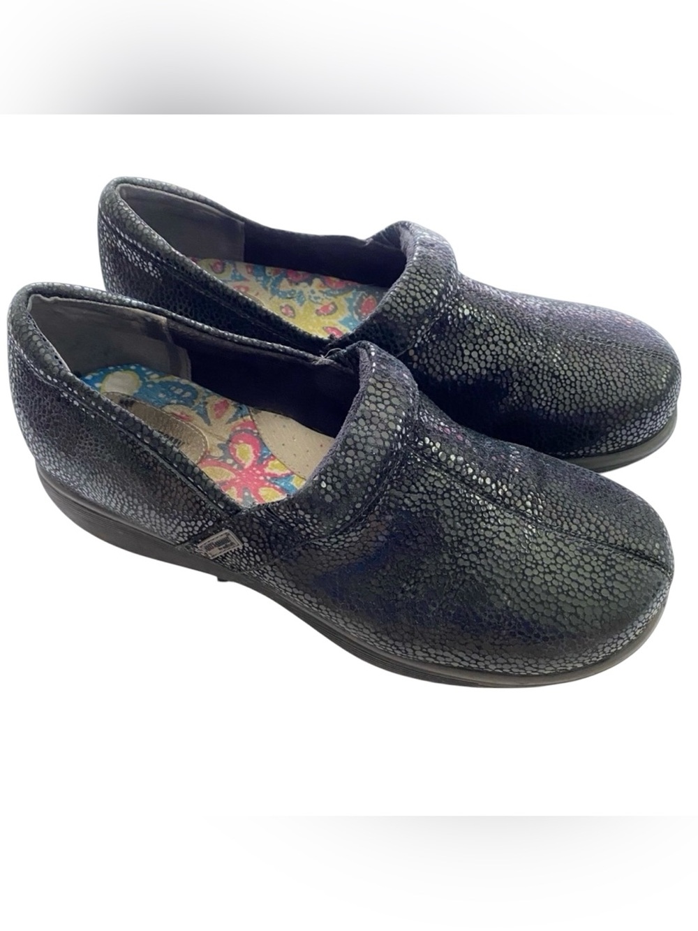 Grey’s Anatomy by Softwalk Women’s Textured Leather Nurse Slip On Clogs Size 9.5